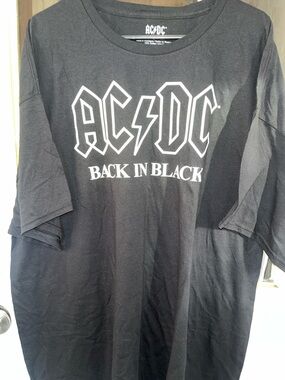AC/DC Black Tee with White Logo – Back In Black Graphic